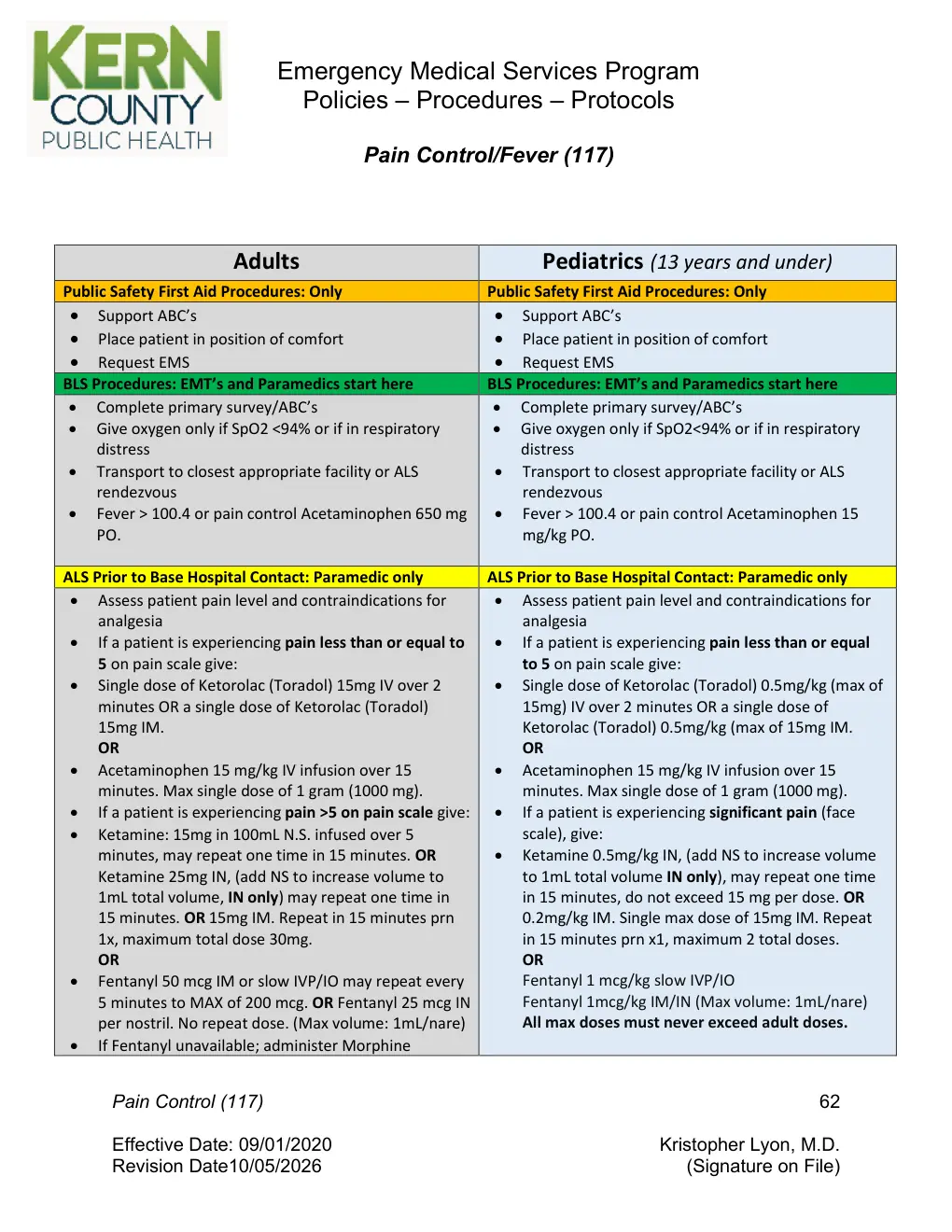 Page 62 of the county protocol document, as printed